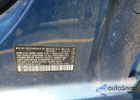 2019 Volkswagen Jetta 1.4T R-Line/1.4T S/1.4T Se из США, поврежденный, VIN 3VWC57BU8KM193051